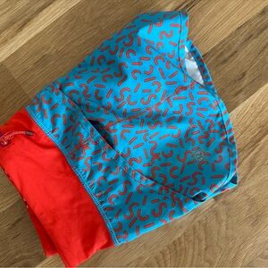 Lululemon Athletica Blue and Black Striped Swim Shorts